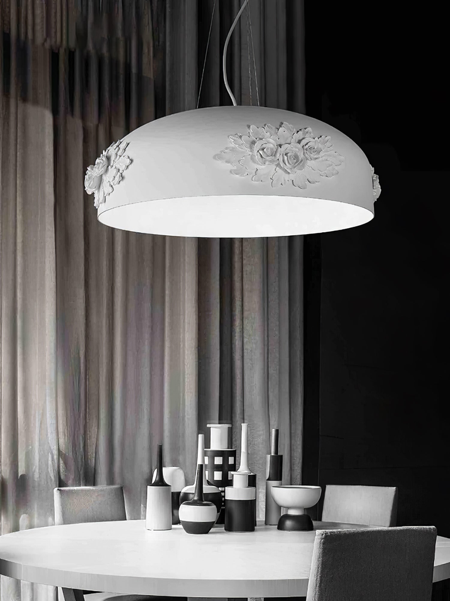 Modern Resin Pendant Light with Crystal Accents White and Beige LED Ceiling Fixture for Elegant Interiors