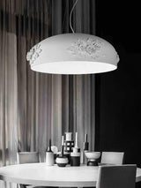 Modern Resin Pendant Light with Crystal Accents White and Beige LED Ceiling Fixture for Elegant Interiors