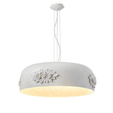 Modern Resin Pendant Light with Crystal Accents White and Beige LED Ceiling Fixture for Elegant Interiors