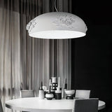 Modern Resin Pendant Light with Crystal Accents White and Beige LED Ceiling Fixture for Elegant Interiors