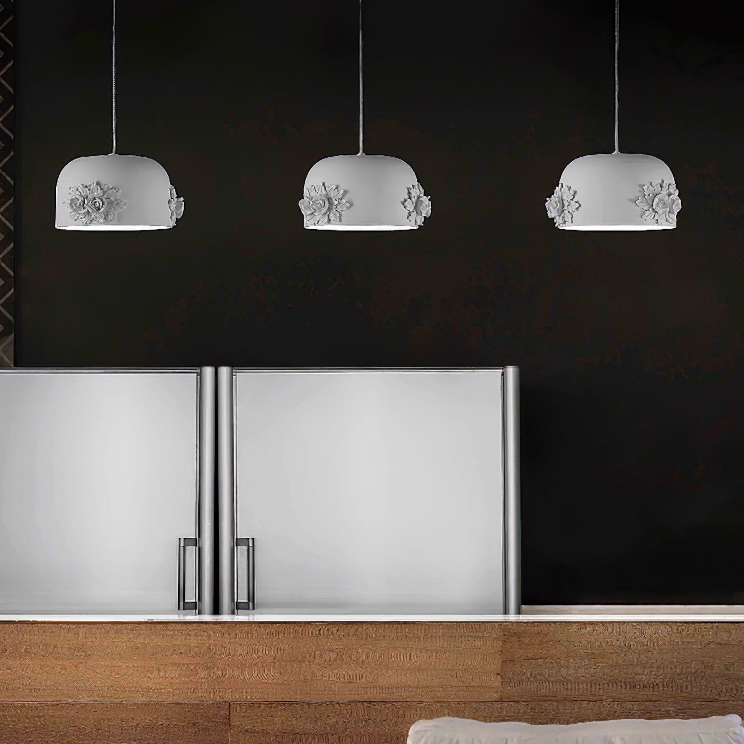 Modern Resin Pendant Light with Crystal Accents White and Beige LED Ceiling Fixture for Elegant Interiors
