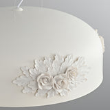 Modern Resin Pendant Light with Crystal Accents White and Beige LED Ceiling Fixture for Elegant Interiors