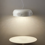 Modern Resin Pendant Light with Crystal Accents White and Beige LED Ceiling Fixture for Elegant Interiors