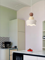 Modern Resin Rain Doll Figurine Hanging Lamp Cream Style Integrated LED Pendant Light