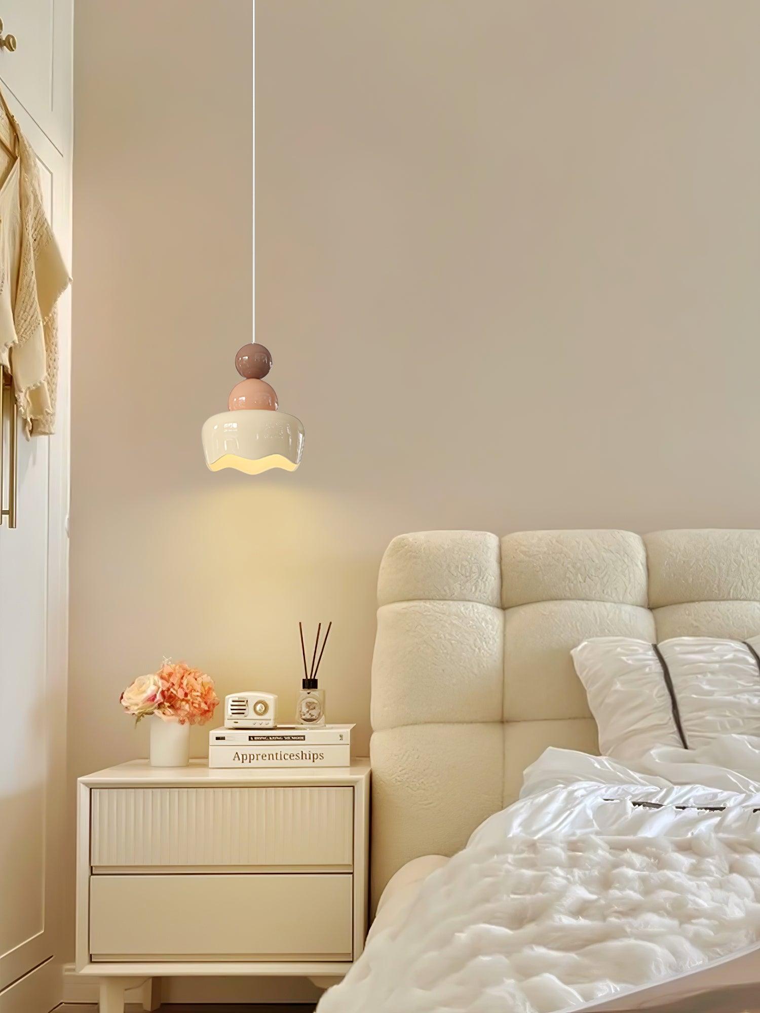Modern Resin Rain Doll Figurine Hanging Lamp Cream Style Integrated LED Pendant Light