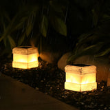 Modern Resin Stone Solar Garden Lights Waterproof Outdoor LED Pathway Landscape Lamp Warm White