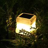 Modern Resin Stone Solar Garden Lights Waterproof Outdoor LED Pathway Landscape Lamp Warm White