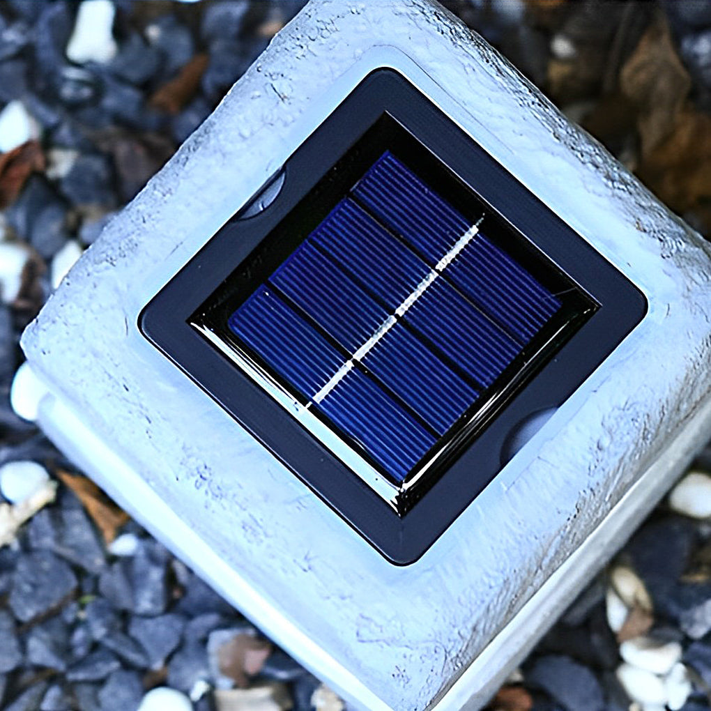 Modern Resin Stone Solar Garden Lights Waterproof Outdoor LED Pathway Landscape Lamp Warm White