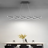 Modern Retractable Strip LED Pendant Light Dimmable Chandelier with Remote Control and Adjustable Body