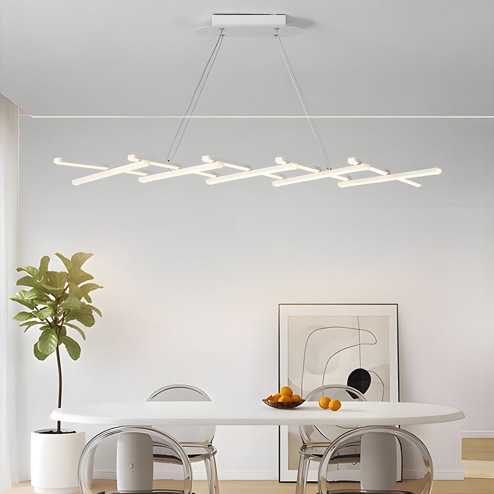 Modern Retractable Strip LED Pendant Light Dimmable Chandelier with Remote Control and Adjustable Body