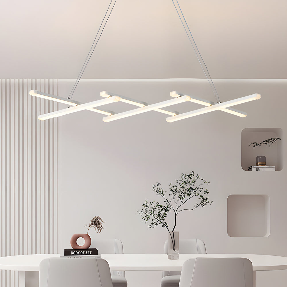 Modern Retractable Strip LED Pendant Light Dimmable Chandelier with Remote Control and Adjustable Body