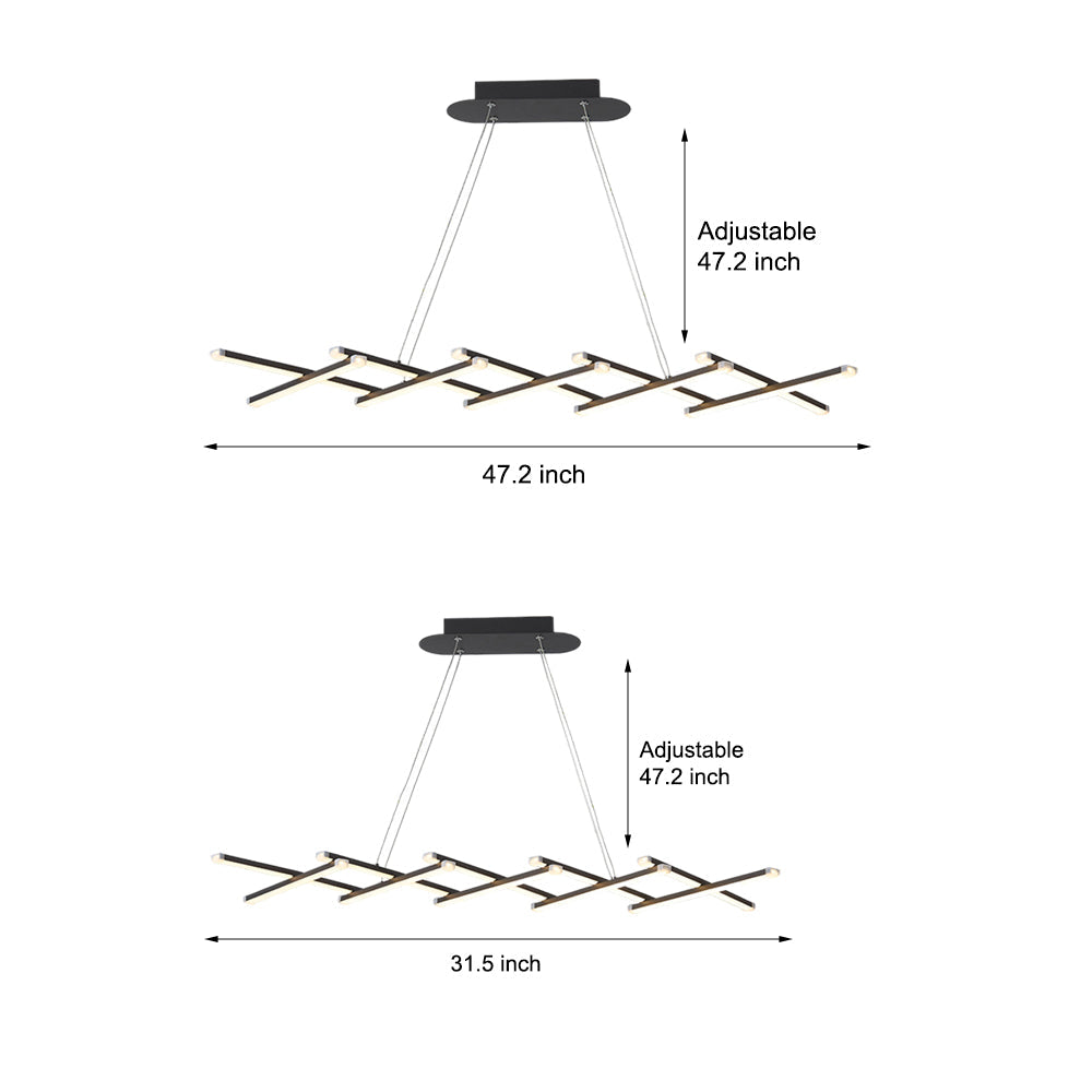 Modern Retractable Strip LED Pendant Light Dimmable Chandelier with Remote Control and Adjustable Body