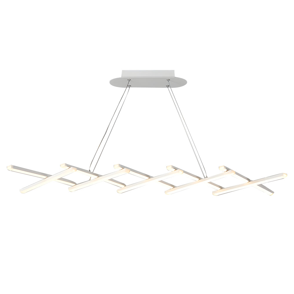 Modern Retractable Strip LED Pendant Light Dimmable Chandelier with Remote Control and Adjustable Body