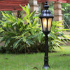 Modern Retro Black Outdoor Path Post Light Waterproof Garden Lawn Lantern with Glass Shade