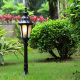 Modern Retro Black Outdoor Path Post Light Waterproof Garden Lawn Lantern with Glass Shade
