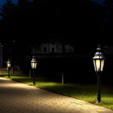 Modern Retro Black Outdoor Path Post Light Waterproof Garden Lawn Lantern with Glass Shade