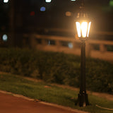 Modern Retro Black Outdoor Path Post Light Waterproof Garden Lawn Lantern with Glass Shade