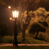 Modern Retro Black Outdoor Path Post Light Waterproof Garden Lawn Lantern with Glass Shade