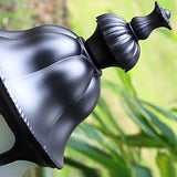 Modern Retro Black Outdoor Path Post Light Waterproof Garden Lawn Lantern with Glass Shade