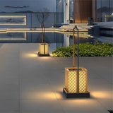 Modern Retro Solar Powered Outdoor Lantern Waterproof LED Lawn Light with Portable Handle
