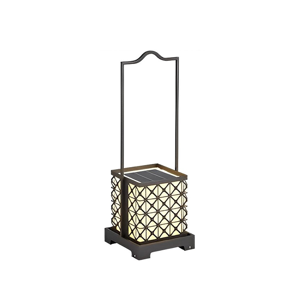 Modern Retro Solar Powered Outdoor Lantern Waterproof LED Lawn Light with Portable Handle