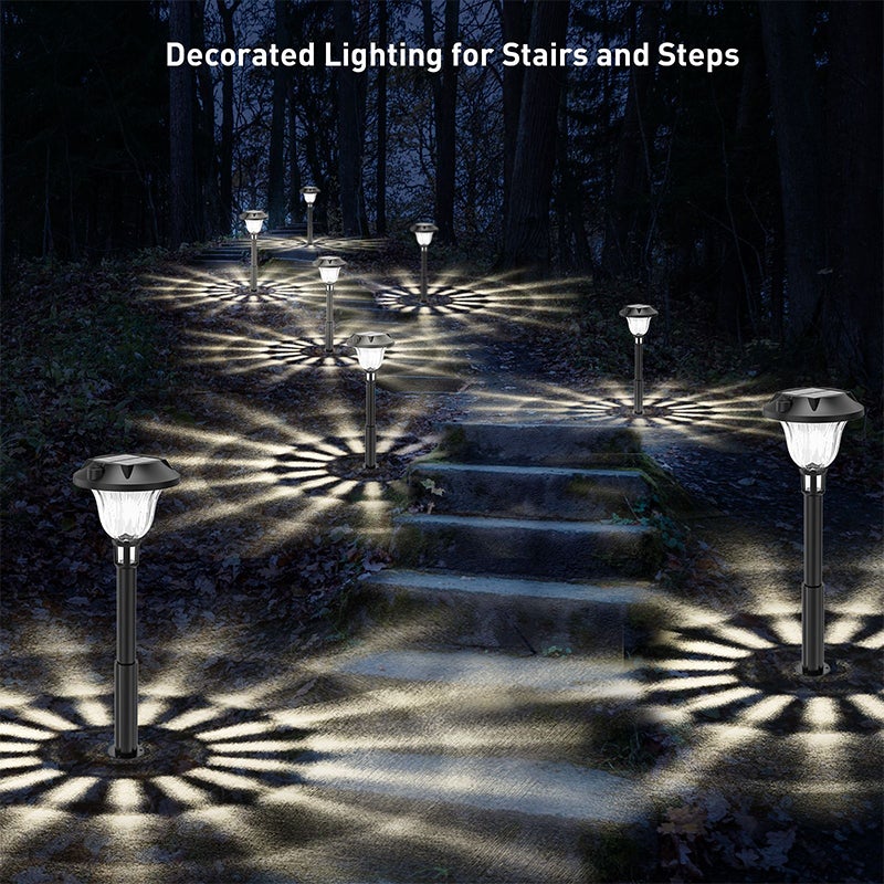 Modern RGB and Warm White Solar Pathway Lights Waterproof Outdoor Landscape Lamps 4 Pack