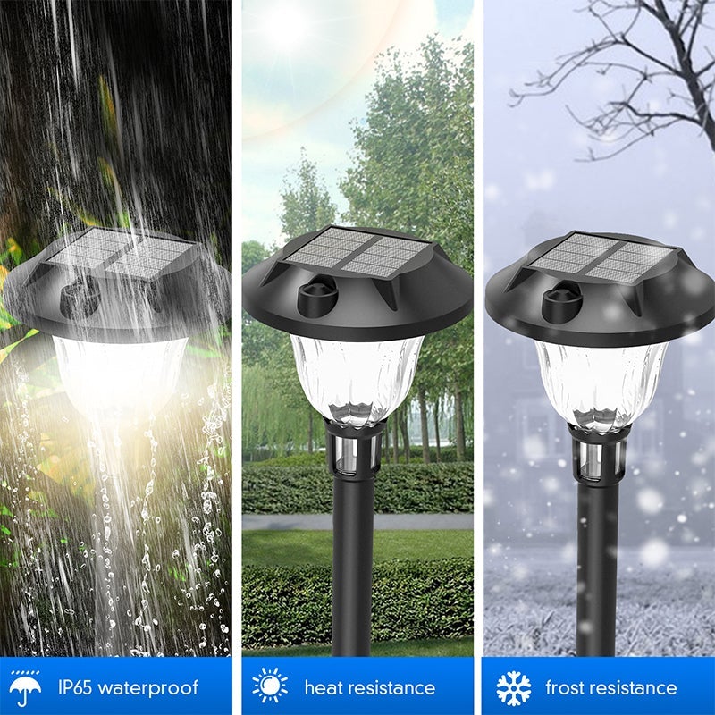 Modern RGB and Warm White Solar Pathway Lights Waterproof Outdoor Landscape Lamps 4 Pack