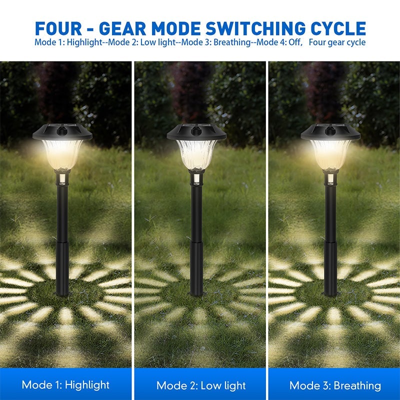 Modern RGB and Warm White Solar Pathway Lights Waterproof Outdoor Landscape Lamps 4 Pack