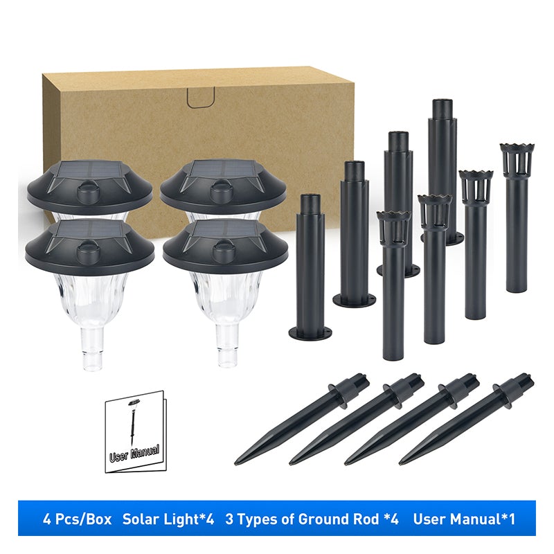 Modern RGB and Warm White Solar Pathway Lights Waterproof Outdoor Landscape Lamps 4 Pack