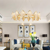 Modern Rhombus Crystal Chandelier Gold Geometric Ring LED Pendant Lighting for Luxury Interiors