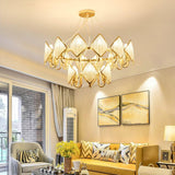 Modern Rhombus Crystal Chandelier Gold Geometric Ring LED Pendant Lighting for Luxury Interiors