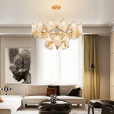 Modern Rhombus Crystal Chandelier Gold Geometric Ring LED Pendant Lighting for Luxury Interiors