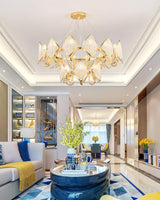 Modern Rhombus Crystal Chandelier Gold Geometric Ring LED Pendant Lighting for Luxury Interiors