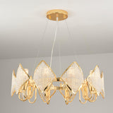 Modern Rhombus Crystal Chandelier Gold Geometric Ring LED Pendant Lighting for Luxury Interiors