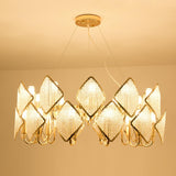 Modern Rhombus Crystal Chandelier Gold Geometric Ring LED Pendant Lighting for Luxury Interiors