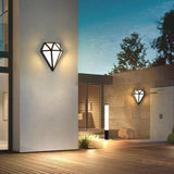 Modern Rhombus Diamond LED Outdoor Wall Light Waterproof Exterior Porch Sconce in White