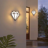 Modern Rhombus Diamond LED Outdoor Wall Light Waterproof Exterior Porch Sconce in White