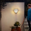 Modern Rhombus Diamond LED Outdoor Wall Light Waterproof Exterior Porch Sconce in White