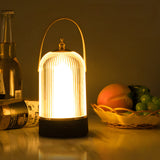 Modern Ribbed Glass Lantern LED Table Lamp Dimmable Bedside Ambient Lighting for Living Room and Bedroom