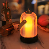 Modern Ribbed Glass Lantern LED Table Lamp Dimmable Bedside Ambient Lighting for Living Room and Bedroom