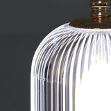 Modern Ribbed Glass Lantern LED Table Lamp Dimmable Bedside Ambient Lighting for Living Room and Bedroom