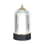 Modern Ribbed Glass Lantern LED Table Lamp Dimmable Bedside Ambient Lighting for Living Room and Bedroom