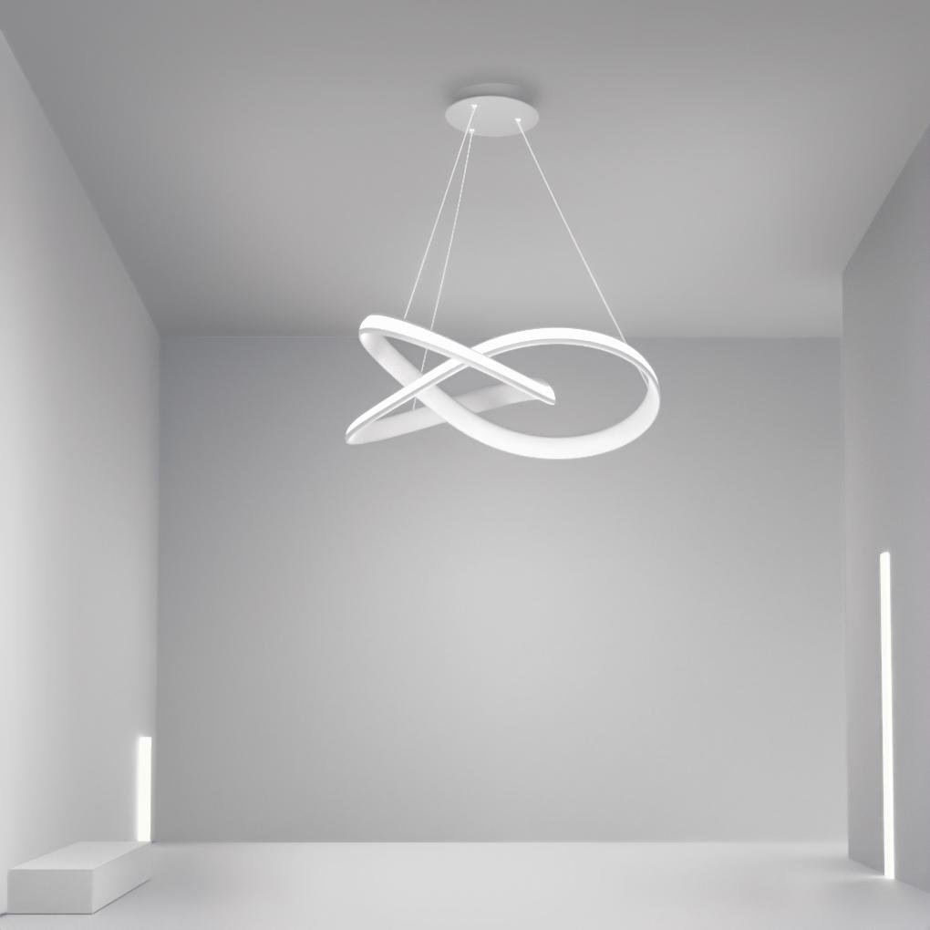 Modern Ribbon LED Chandelier with Remote Control Dimmable Lighting for Dining Room