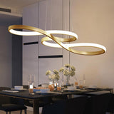 Modern Ribbon LED Pendant Light Geometric Wave Linear Chandelier for Kitchen Island and Dining Room