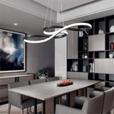 Modern Ribbon LED Pendant Light Geometric Wave Linear Chandelier for Kitchen Island and Dining Room