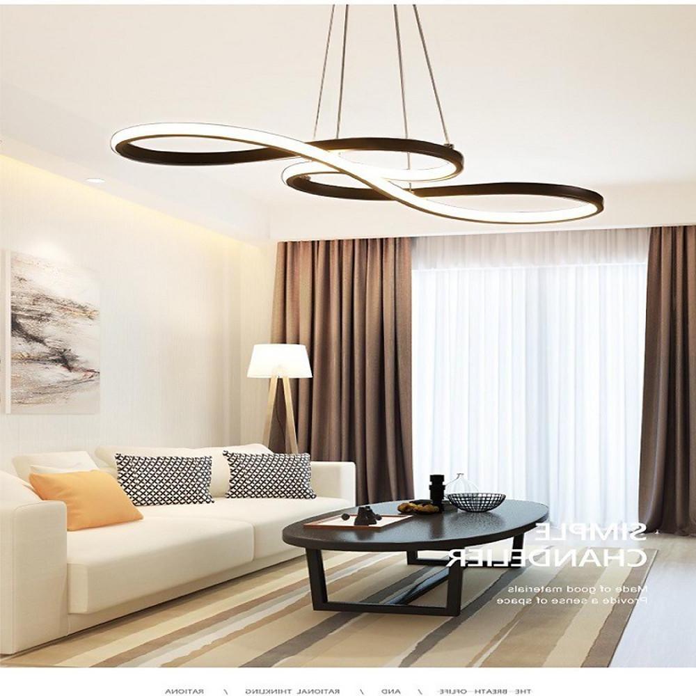 Modern Ribbon LED Pendant Light Geometric Wave Linear Chandelier for Kitchen Island and Dining Room
