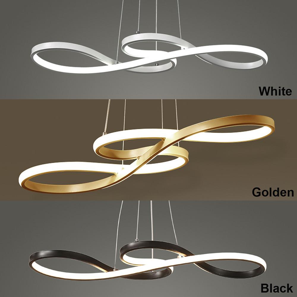 Modern Ribbon LED Pendant Light Geometric Wave Linear Chandelier for Kitchen Island and Dining Room