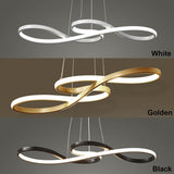 Modern Ribbon LED Pendant Light Geometric Wave Linear Chandelier for Kitchen Island and Dining Room