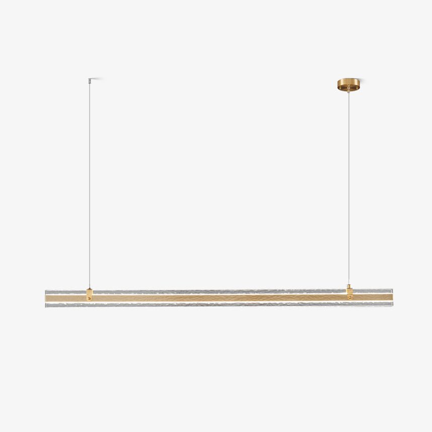 Modern Ribbon Textured LED Linear Pendant Light with Smoke Grey Glass Shade