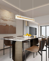 Modern Ribbon Textured LED Linear Pendant Light with Smoke Grey Glass Shade